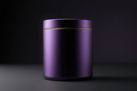 Purple cosmetic container on black background. 3d rendering mock upの素材