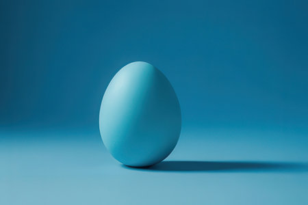 Blue egg on a blue background. Minimal easter concept.の素材