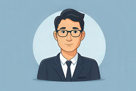 Businessman in a suit and glasses. Vector illustration in cartoon style.の素材