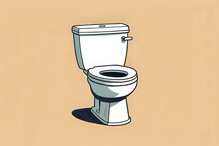 Illustration of a Toilet bowl on a beige background.の素材