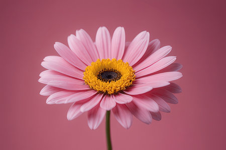 pink gerbera flower on a pink background with copy spaceの素材