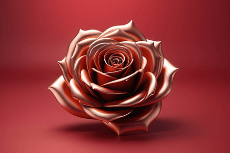 3d rendering of a rose isolated on a red background. 3d illustration.の素材