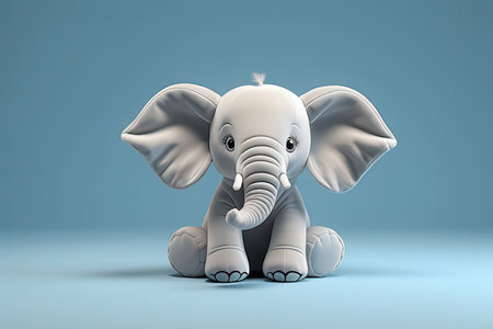 Elephant isolated on blue background. 3d illustration, 3d renderの素材