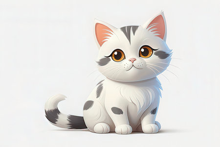 Cute cartoon cat on a white background. Vector illustration for your designのeditorial素材