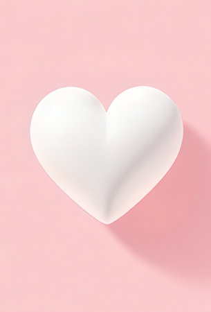 White paper heart on pink background. Minimal love concept. 3d renderの素材