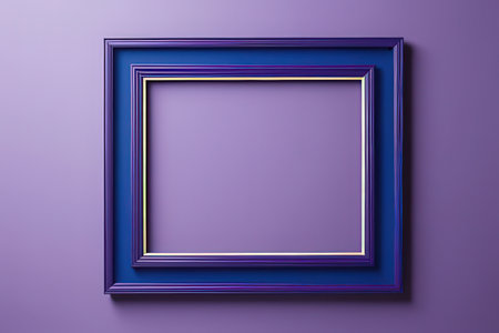 Blue frame on a purple background. 3d rendering, 3d illustration.の素材