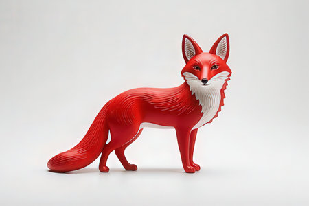 Plasticine red fox isolated on white background. Studio shot.の素材