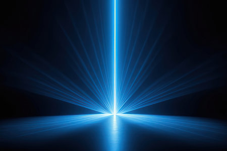 Abstract blue light rays on a black background. 3d rendering.の素材