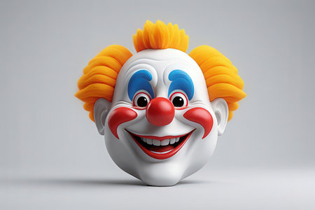 Clown face on a white background. 3d rendering, 3d illustration.の素材