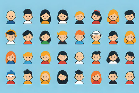 Set of people avatars in flat design style. Vector illustration.の素材