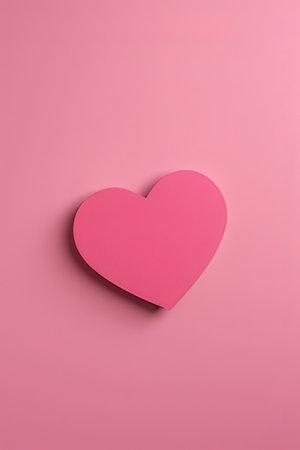 Pink paper heart on pink background. Copy space for your text.の素材
