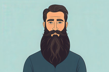 Vector illustration of a man with a long beard and mustache. Hipster style.の素材