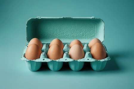 Kawaii sheep with yarn ball on blue background. Minimal concept.の素材