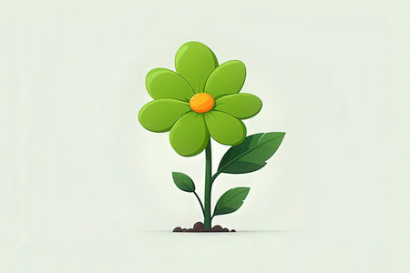 Green flower on the white background. Vector illustration. Eps 10.の素材