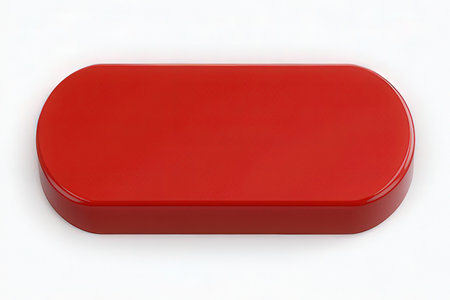 3d render of red button isolated on white background with clipping pathの素材
