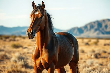 Wild Horse Stallion in the Utah Desert, United States of Americaの素材