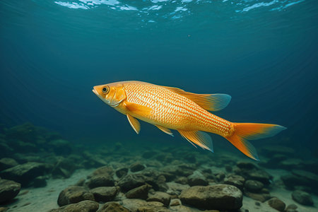 A golden fish on the bottom of a tropical coral reef in Thailandの素材