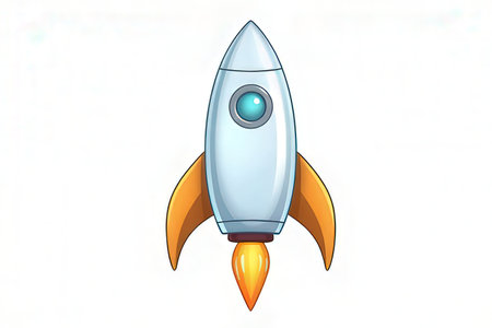 Rocket on white background. Vector illustration. Eps 10. Cartoon style.の素材