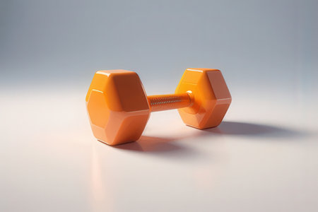 Orange dumbbells on a white background. 3d rendering.の素材