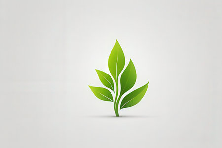 Green leaf icon on white background. Ecology concept. Vector illustration.の素材