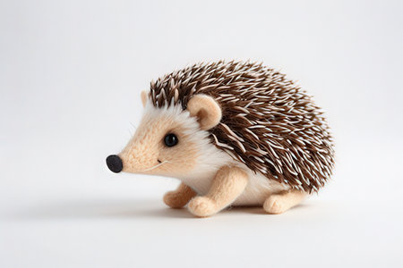 Hedgehog toy isolated on a white background. Studio shot.の素材