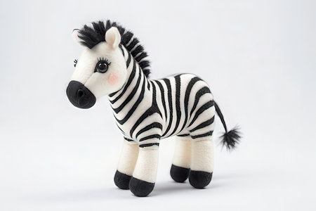 Zebra toy isolated on white background with clipping path.の素材