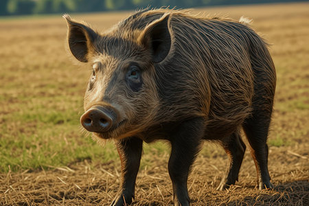 Portrait of a wild boar (Sus scrofa).の素材