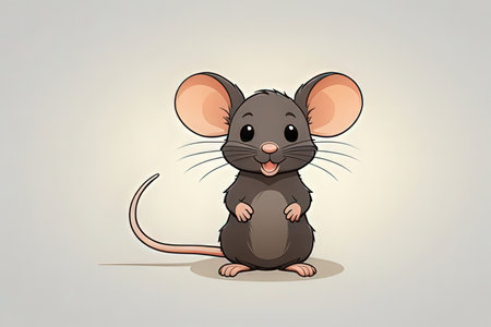 Cute cartoon mouse on gray background. Vector illustration. Eps 10の素材