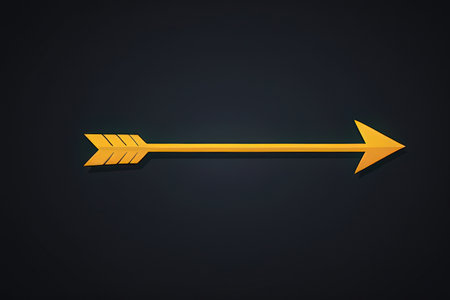 Gold arrow on black background. Vector illustration. Eps 10 file.の素材