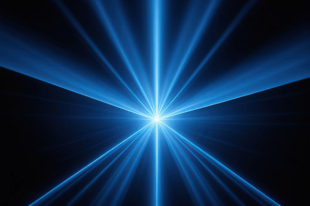 Abstract blue rays on a black background. Fractal art graphics.の素材