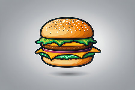 Illustration of a hamburger on a gray background. Vector illustrationの素材