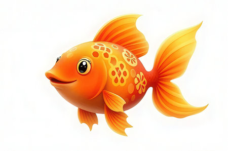 Illustration of a goldfish on a white backgroundの素材