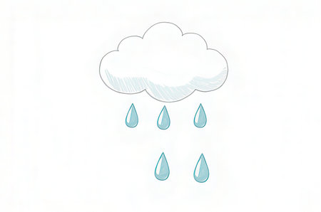 Cloud with raindrops on a white background. Weather forecast concept.の素材