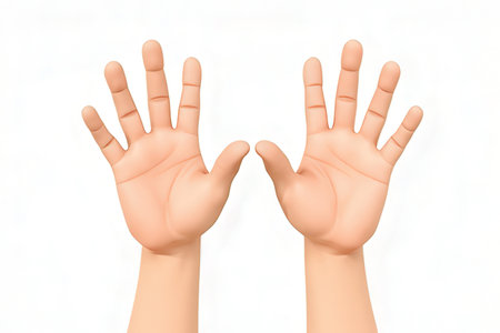 Human hands isolated on white background. Front view. 3d renderingの素材
