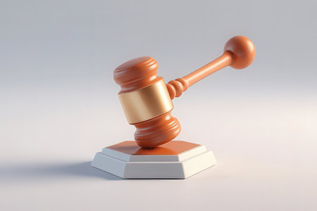 judge gavel isolated on white background, 3d render illustrationの素材