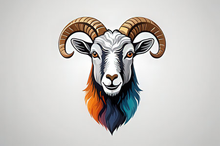 Mascot of a ram with a horn. Vector illustration.の素材