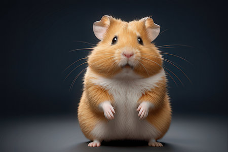 Cute hamster on dark background, closeup. Animal themeの素材