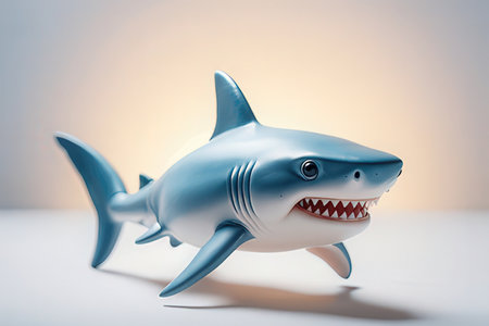 Shark toy isolated on a white background. 3d rendering.の素材
