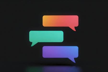 Colorful speech bubbles isolated on black background. 3D rendering.の素材