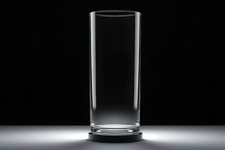 Empty glass on a black background. 3d rendering. Mock up.の素材