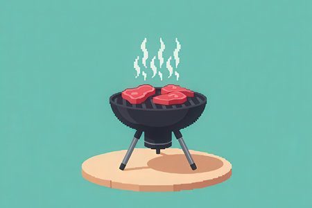 Barbecue grill. Vector illustration in flat cartoon style.の素材