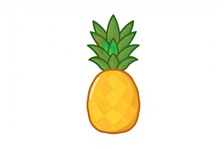 Pineapple isolated on white background. Cartoon style. Vector illustration.の素材
