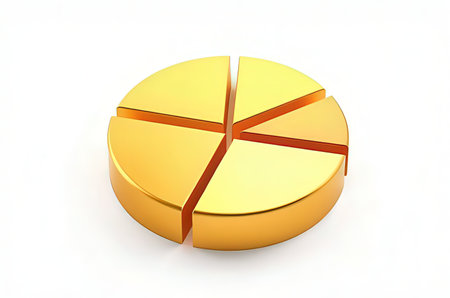 3d illustration of pie chart over white background with clipping path.の素材