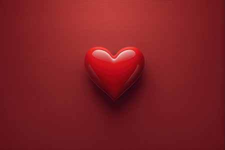 Red heart on a red background. Valentine's Day. 3D renderingの素材