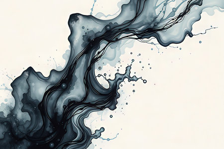 Abstract watercolor background. Black and white liquid texture. Vector illustration.の素材