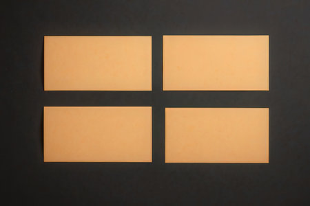 Blank business cards on a dark background. Template for branding identity.の素材