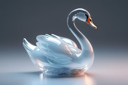 swan on a gray background. 3d rendering, 3d illustration.の素材