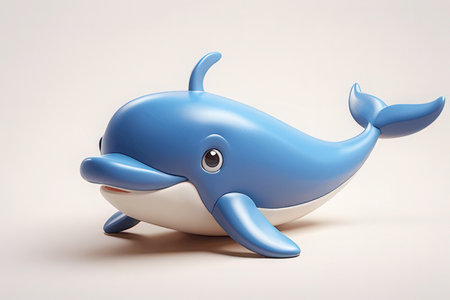 3d rendering of a blue whale isolated on a white backgroundの素材