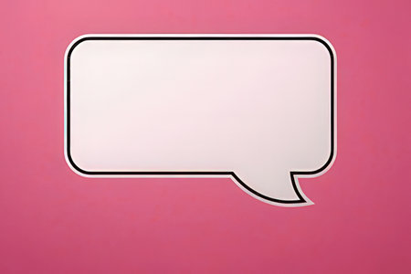 Blank speech bubble isolated on pink background. 3d illustration.の素材