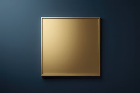 golden frame on dark blue background, 3d render, squareの素材